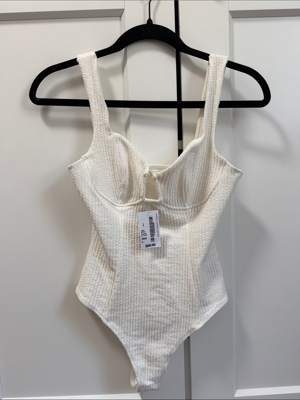 ASTR the Label Textured White One-Piece Bodysuit
